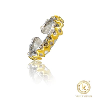 Stainless Steel Double Tone High-Quality Free Size Ring (Silver Plated)