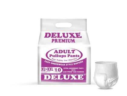 Deluxe Adult Diapers Pullups Pants, XL-XXL, 41-60inch (10 Pieces)