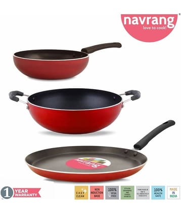Navrang TAWA,KADAI,FRYPAN 3 Piece Cookware Set