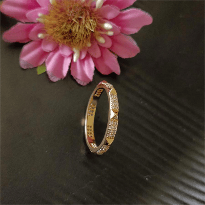 CZ Gold Plated Pyramid Finger Ring- FR 2532 CZ Gold Plated Pyramid Finger Ring- FR 2532