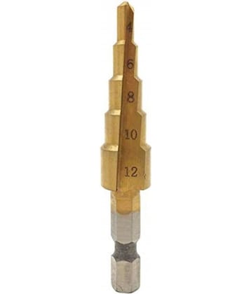 THR3E STROKES-1pcs 4-12mm 4241 HSS 5 Step Drill Bit Pagoda Cone Drill with 1/4" Hex Shank and Titanium-Plated ace Treatment
