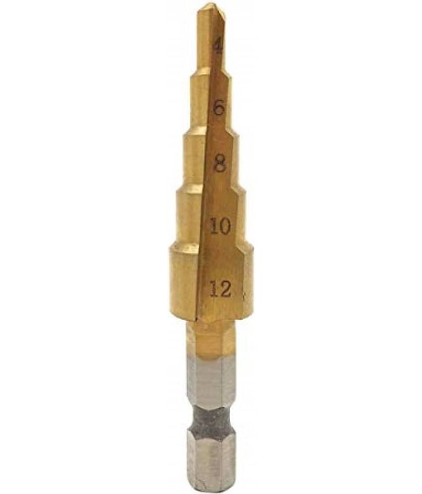 THR3E STROKES-1pcs 4-12mm 4241 HSS 5 Step Drill Bit Pagoda Cone Drill with 1/4" Hex Shank and Titanium-Plated ace Treatment