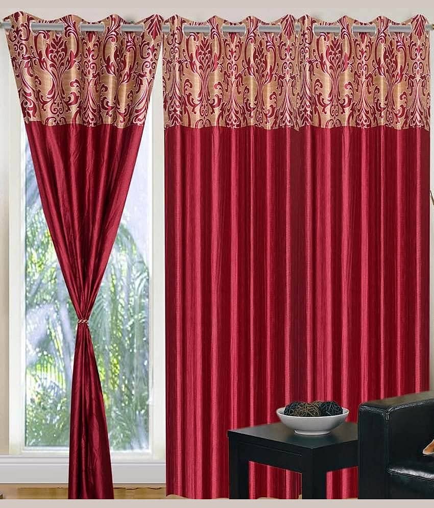 Tanishka Fabs Solid Semi-Transparent Eyelet Curtain 5 ft ( Pack of 2 ) - Multi Color