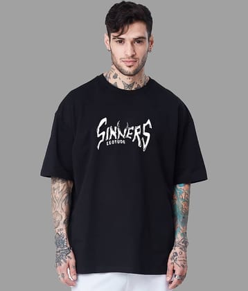 Leotude Pack of 1 Cotton Blend Oversized Fit Men's T-Shirt ( Black )