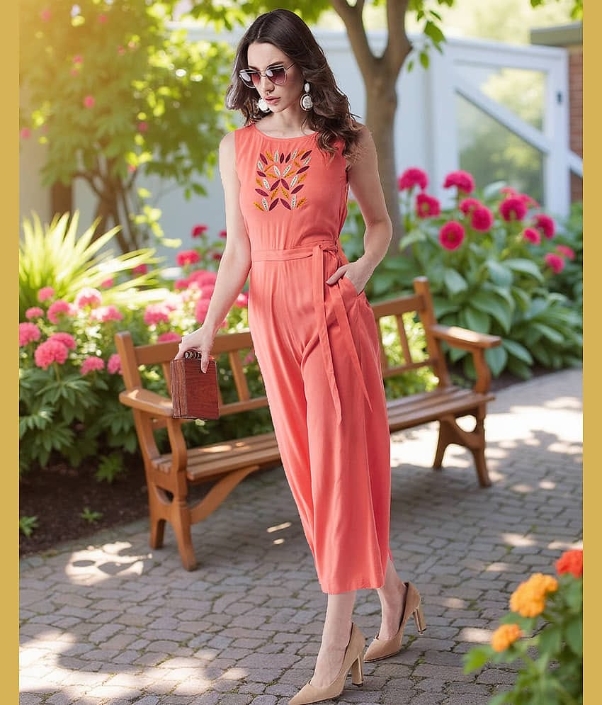 Pannkh Pink Rayon Jumpsuit - Single