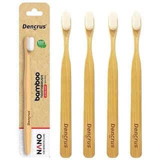 (Pack of 10) DENCRUS Nano Bamboo Toothbrush  Natural Toothbrush for Sensitive Gums and Teeth