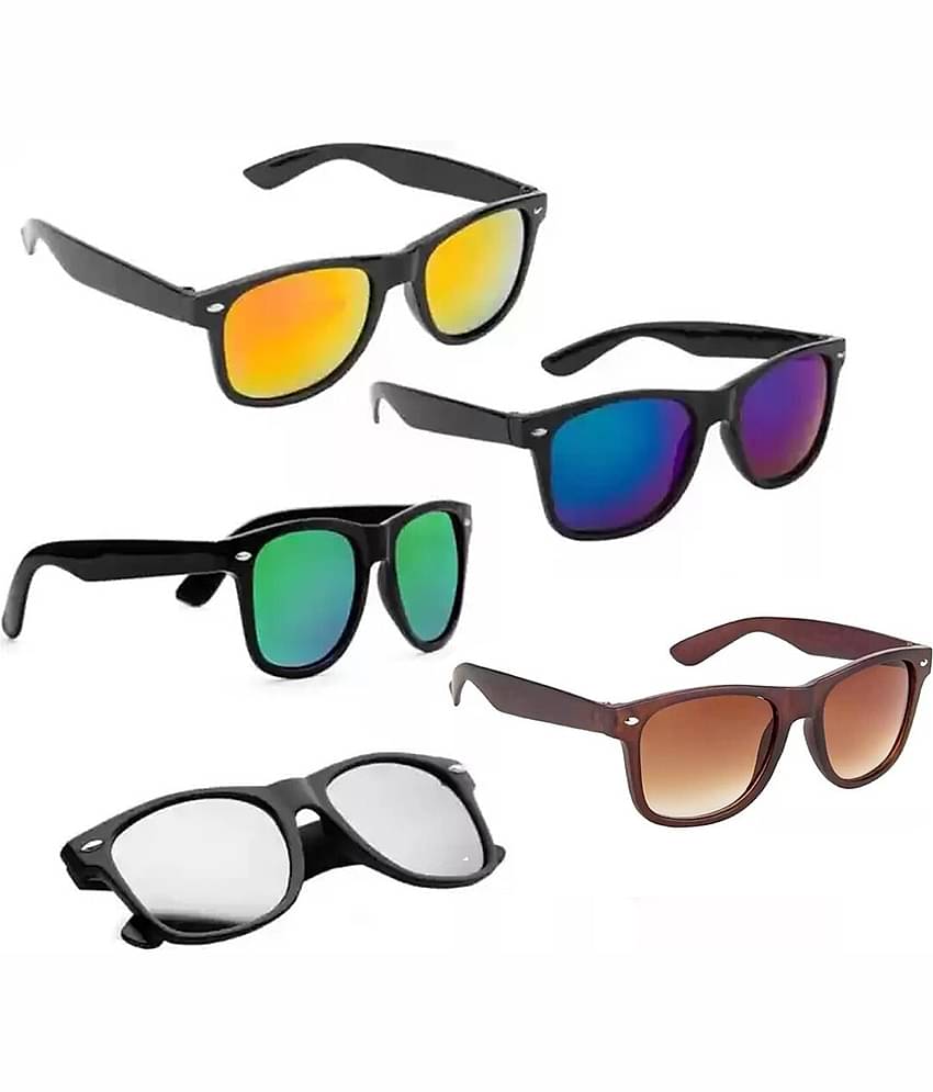 Elligator Multicolor Rectangular Sunglasses ( Pack of 5 )