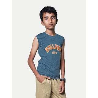 Radprix Boys Typography Pure Cotton T Shirt (Blue, Pack Of 1)