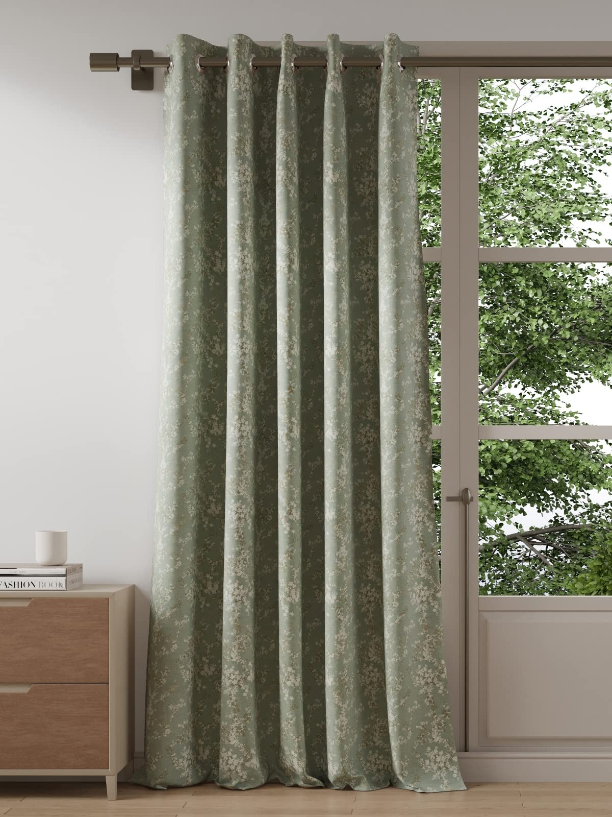 DDECOR - 100% PolyesterFloral PatternDoor 7 Ft|135 CM X 225 CM| - Green