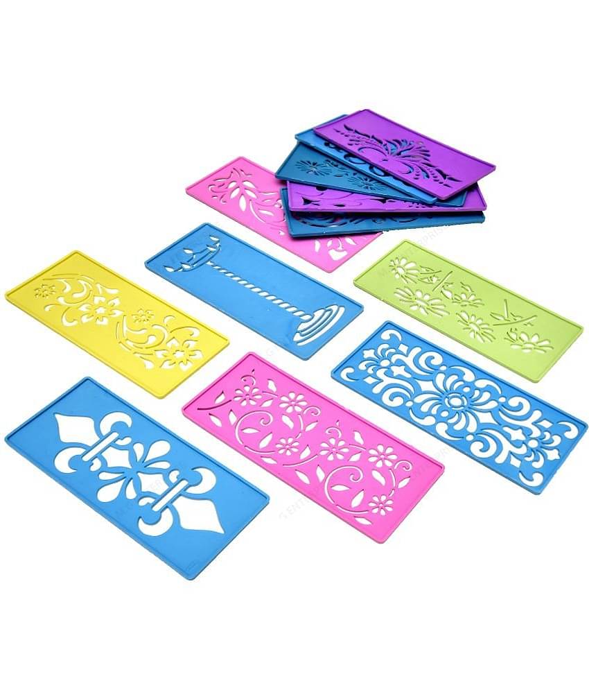 M.G ENTERPRISE DIY Plastic Rangoli Stencils For Floor and Wall PLS-B-12 Set of 12 pc (3 in x 7 in)