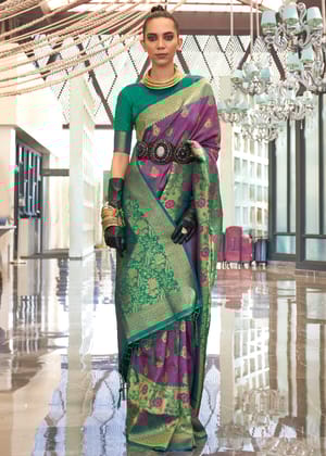 Magic Purple Woven Banarasi  Brocade Silk Saree