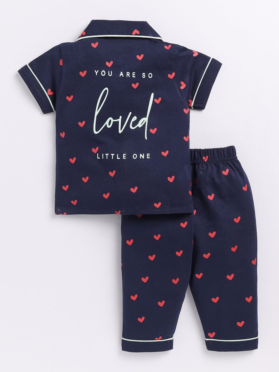 Blue "You're So Loved" Half Sleeve Night Suit-6-9 m