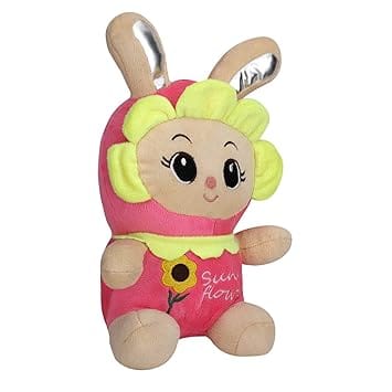 DearJoy Cute Sunflower Bunny Doll/Soft Toy with Shiny Ears/Gift for Boys and Girls (Pink, 35 cm)