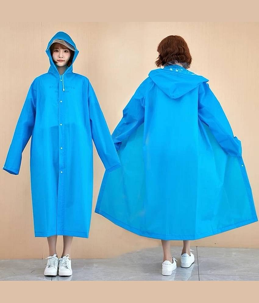 Infispace Waterproof Nylon Long Raincoat - Blue