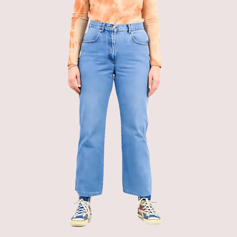 Classic 90s Boyfriend Blue Denim Wide Leg Jeans - Jeans | Buy online on ZillyBuy