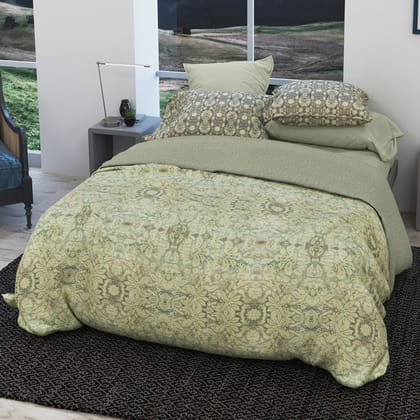 Eden Garden - 200TC King Size Pure Cotton Digital Printed BedSheet-KING / GREEN