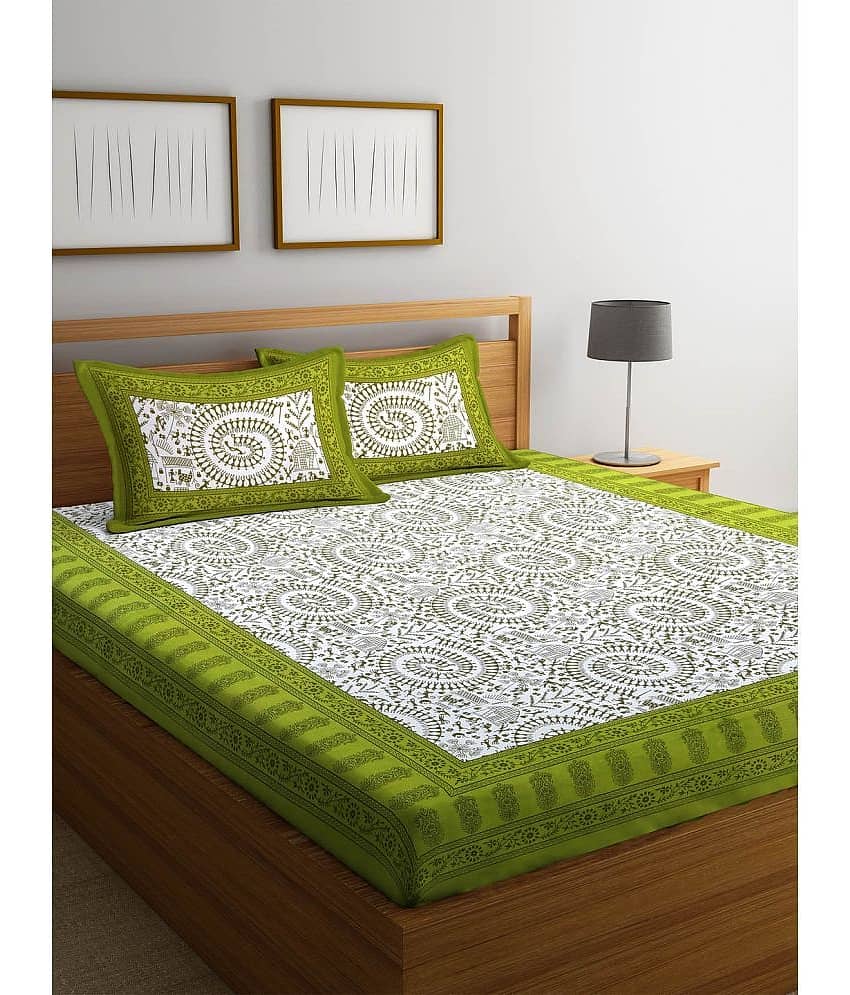 unique choice Cotton Double Bedsheet ( Green )