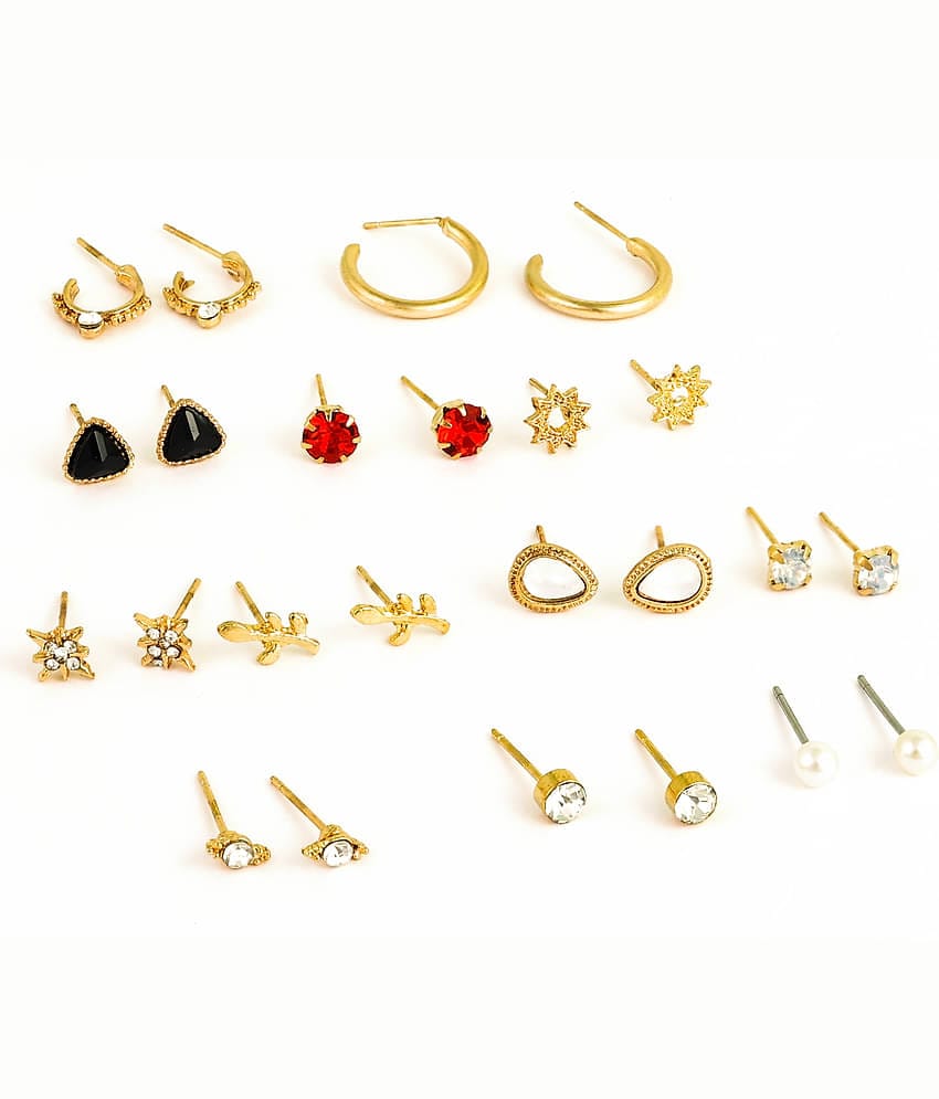 FASHION FRILL - Golden Stud Earrings ( Pack of 1 )