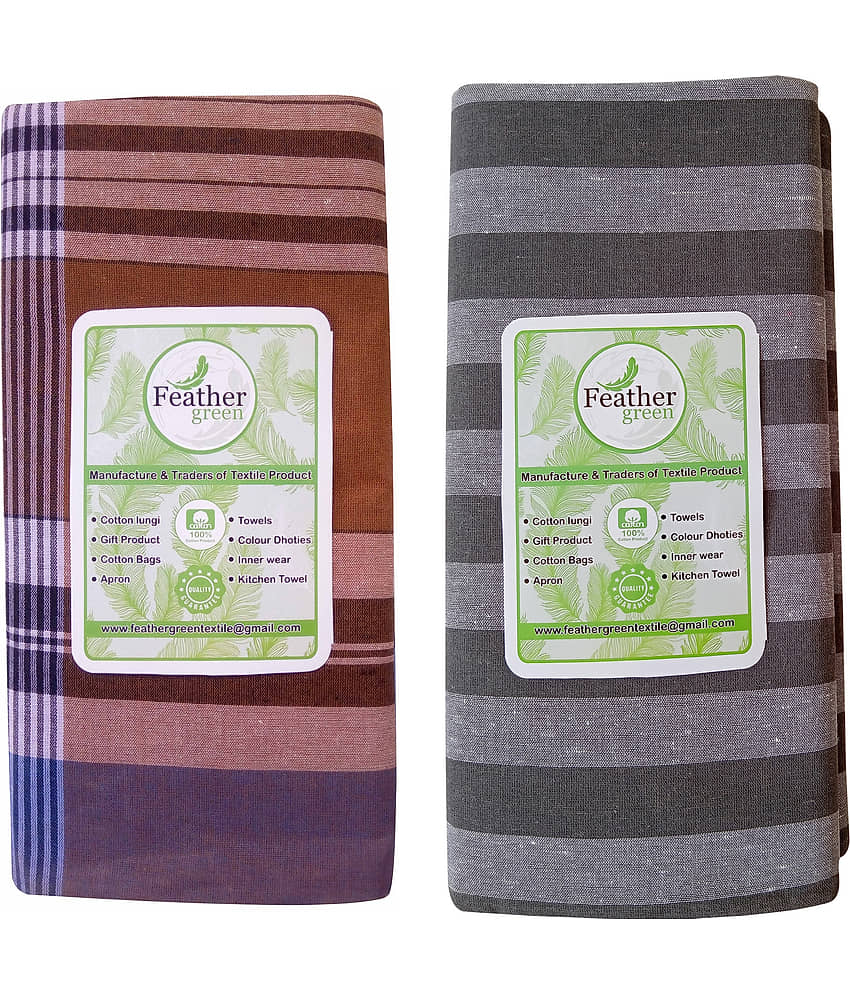 Feather Green Multi Lungi