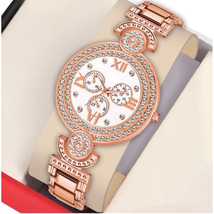 Bolun White Meena Dial Rose Gold BD Girls and Women Watch