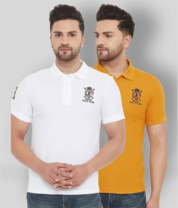 The Million Club Pack of 2 Polyester Regular Fit Solid Half Sleeves Men's Polo T Shirt ( White )