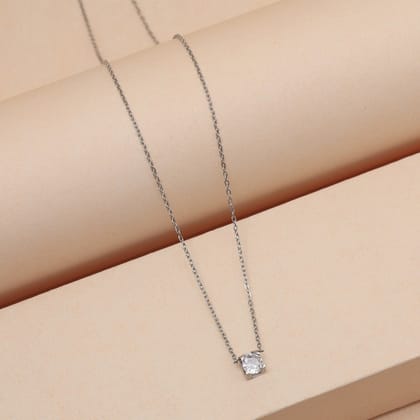 Silver Color Stainless Steel Silver Plated Demi Fine Pendant-Chain Length: 38.00 CM | Pendant: 0.70 CM x Width: 0.70 CM / Silver / Alloy With Good Quality Silver Plated