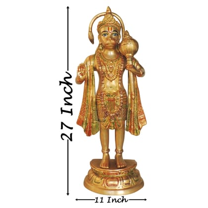 Brass Standing Hanuman Ji God Idol Statue - Finish, Height : 27 Inch (BSMAS1301 I)