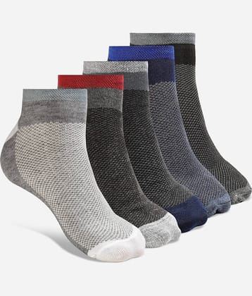 Texlon Cotton Men's Self Design Multicolor Low Ankle Socks ( Pack of 5 )