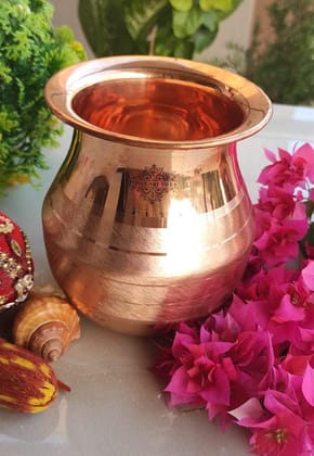 Copper Kalash / lota | Luxury Design Shine Finish | Pujan Purpose-500 ml