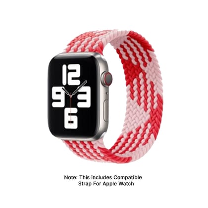 Pinku - Artistic Braided Nylon Apple Watch Strap - Pink-Red-Pink Red / 42/44/45/49mm