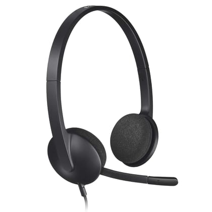 Logitech H340 Stereo Wired Over Ear Headphones with Mic with Noise-Cancelling,USB,Pc/Mac/Laptop-Black 