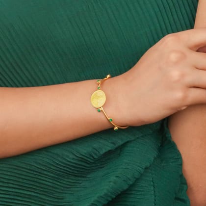 Kuber 999 Silver Lakshmi Cuff-Gold