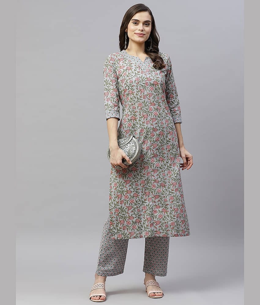 miravan - Blue Straight Cotton Women's Stitched Salwar Suit ( Pack of 1 )