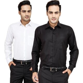 Baleshwar Men Multicolor Solid Formal Shirt (Pack of 2)