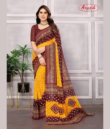 ANAND SAREES Georgette Printed Regular Saree With Unstitched Blouse Piece ( Multicolor )