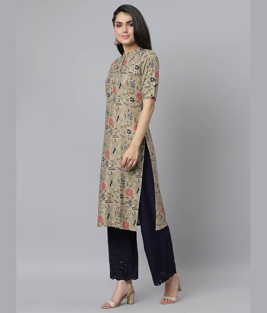 Stylum - Beige Rayon Women's Straight Kurti ( Pack of 1 )