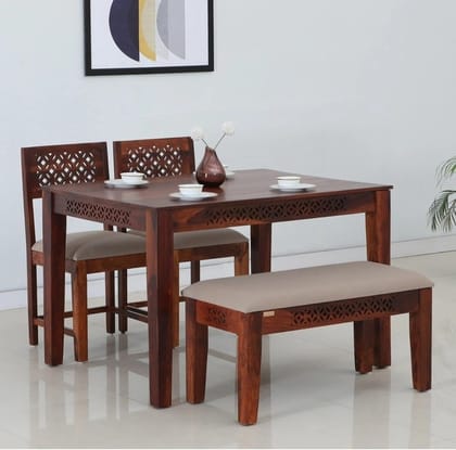 4 Seater Dining Set In Honey Oak Finish