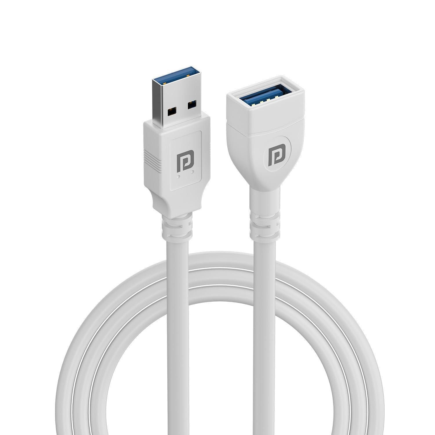 Portronics Uniconnect, 1.5M USB Extension Cable, Durable USB Type-A Male to Female Cable