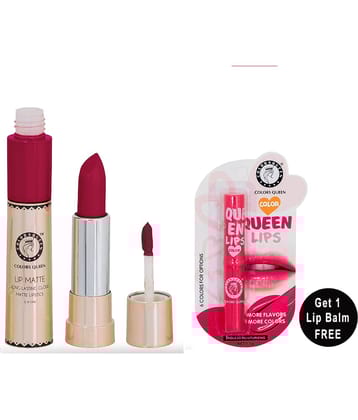 Colors Queen 2in1 Matte Finish Water Proof Lipstick Bridal Maroon With Hydrating Lip Balm Combo of 2