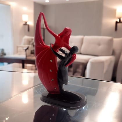 AMS Couple Dancing Statue � Romantic Red & Black Showpiece with White Crystals | Home Decor & Elegant Gift for Girlfriend, Wife, Husband, Boyfriend | Valentine's Day, Anniversary & Wedding 13 cm