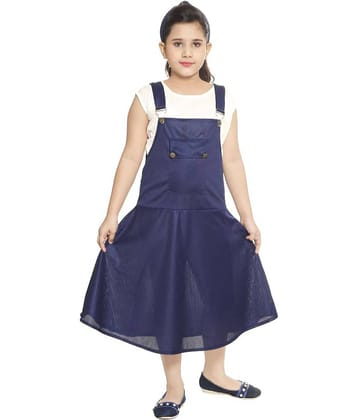 JCT DRESSES Cotton Blend Dungarees For Girls ( Pack of 1 , White & Blue )