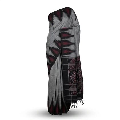 Sambalpuri Gray Ikat Heritage Handloom Saree Sambalpuri Gray Ikat Heritage Handloom Saree