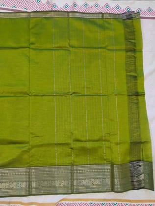 Parrot Green Mangalagiri Cotton Silk Saree