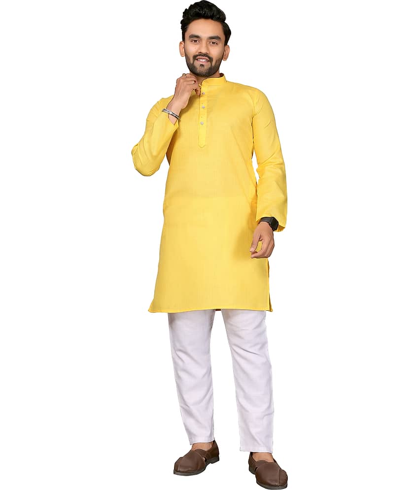 ANAND SAREES Yellow Cotton Blend Men's Regular Kurta ( Pack of 1 )