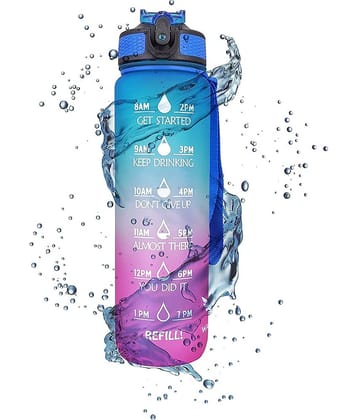 GEEO Motivational 1 L Capacity Multicolour Plastic School Water Bottle 1000 mL ( Set of 1 )