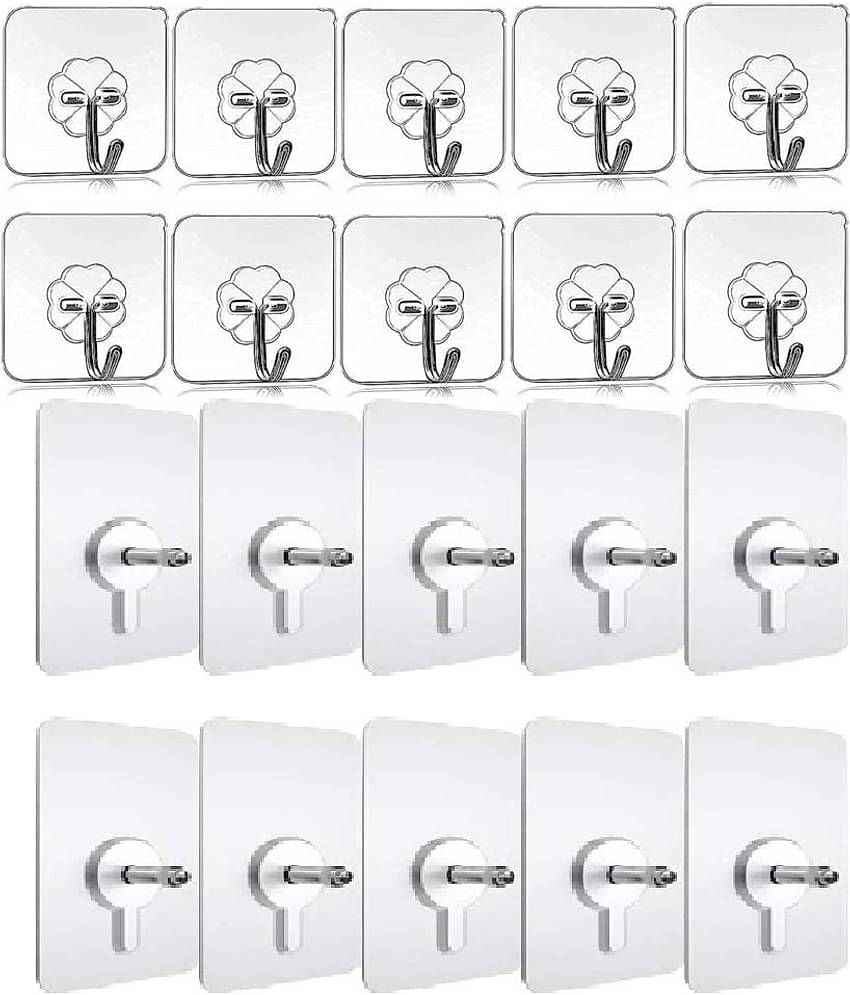 Sansuka Wall Hooks Adhesive No Drilling Waterproof for Home Kitchen Bathroom (Pack of 20)