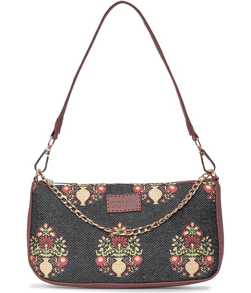 Zouk Sling Bag Jute Set of 1 ( Green )