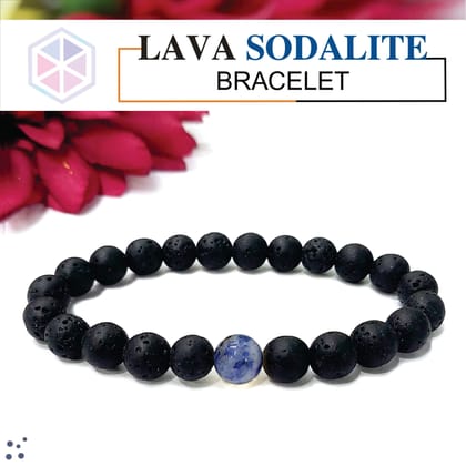 Certified Lava Natural Stone 8mm Bracelet With Sodalite