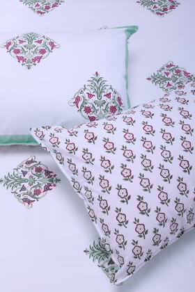 Sameera Flower Turquoise Cotton Besheet-Single - 60 x 90 in / Turquoise / Turquoise