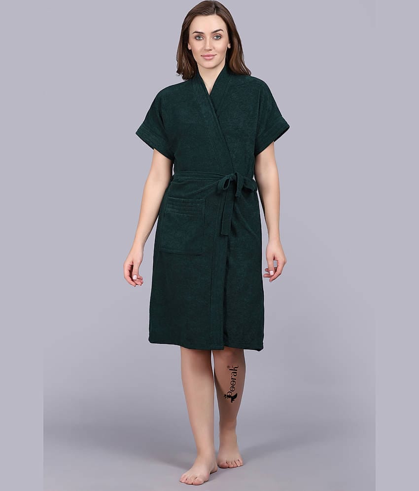 Poorak Green Free Size Bathrobe ( Pack of 1 )